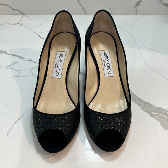 Jimmy Choo black shimmer kitten heels - Picture 5 of 6